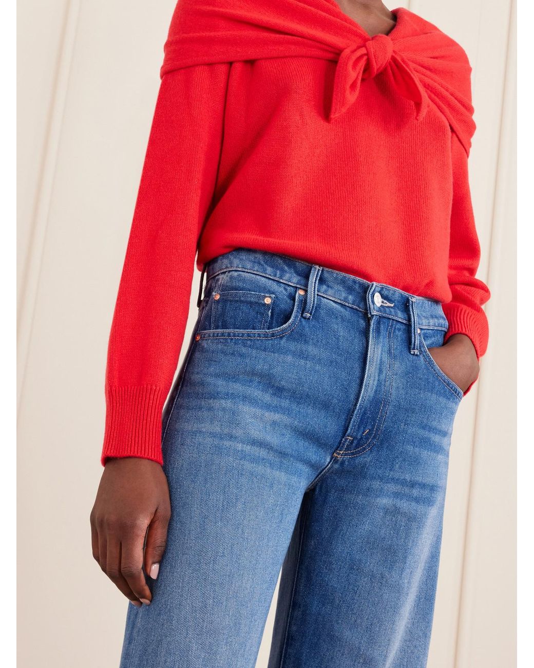 Mother Blue The Mid Rise Lasso Sneak Straight-Leg Jeans