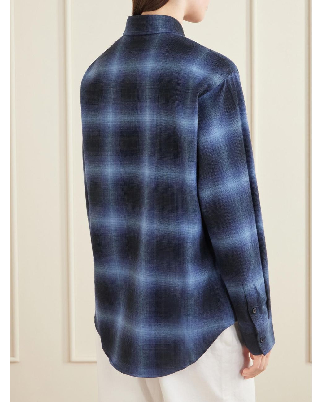 Matteau Blue Checked Cotton-Flannel Shirt