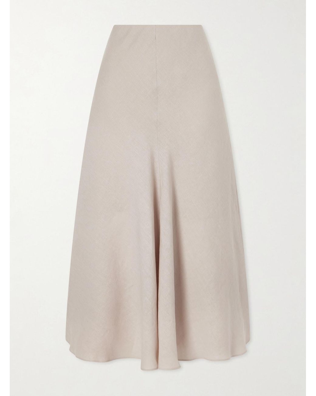 Brunello Cucinelli White Linen Midi Skirt