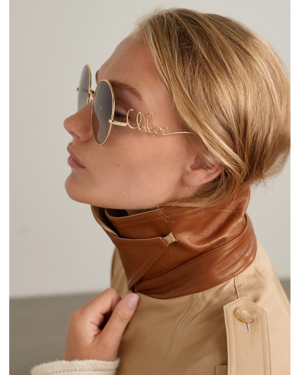 Chloé Metallic Iconic Round-Frame-Tone Sunglasses