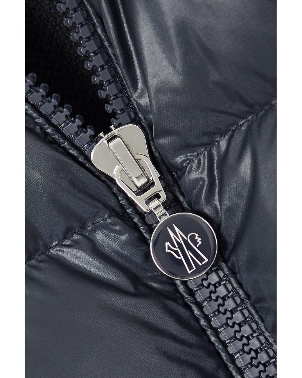 Moncler Blue Appliquéd Cotton-Blend Jersey And Quilted Shell Down Jacket