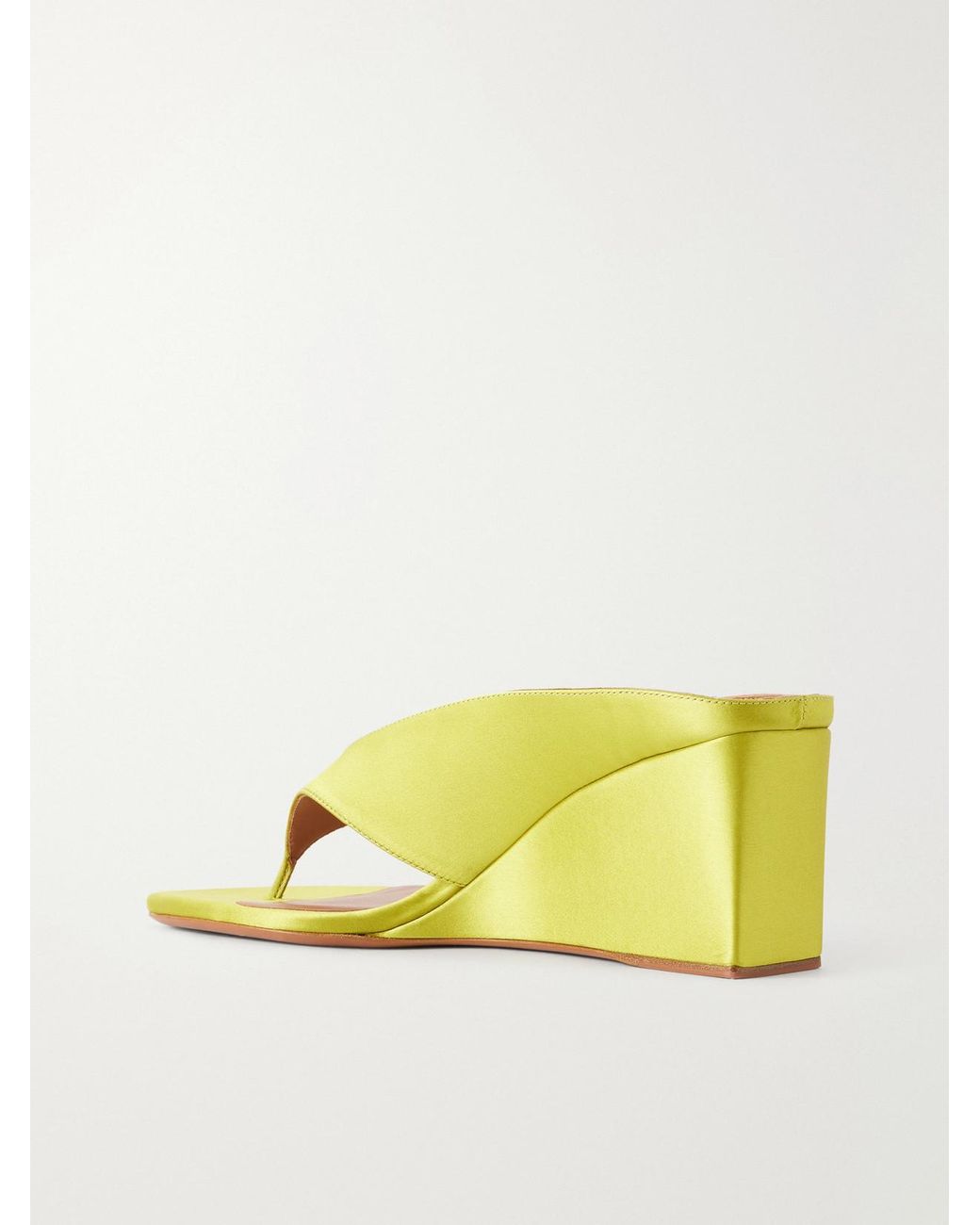 Alaïa Yellow Tong 75 Satin Wedge Sandals