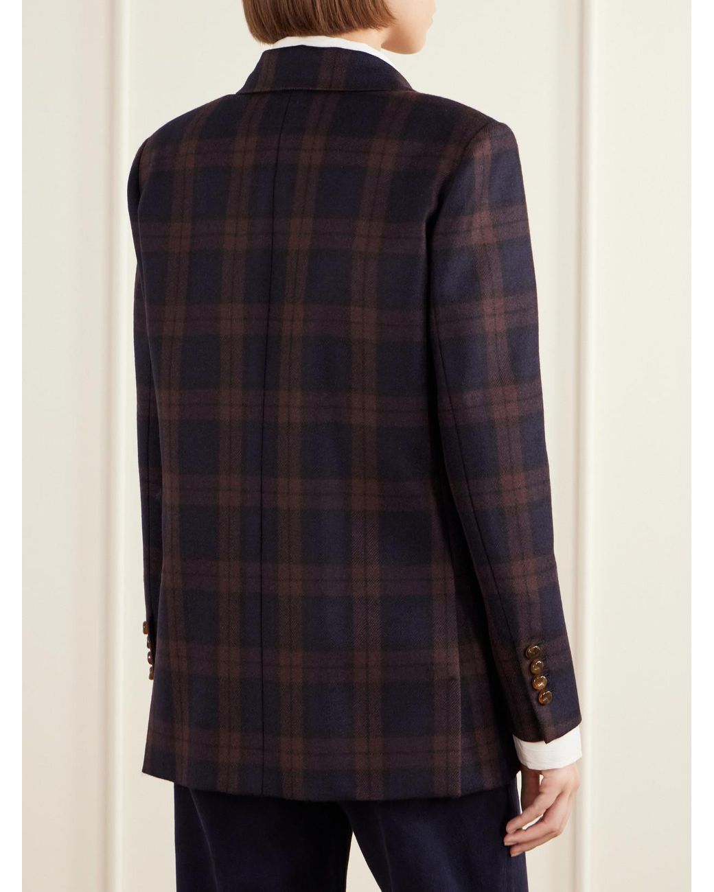 Blazé Milano Blue Everynight Checked Double-Breasted Wool Blazer