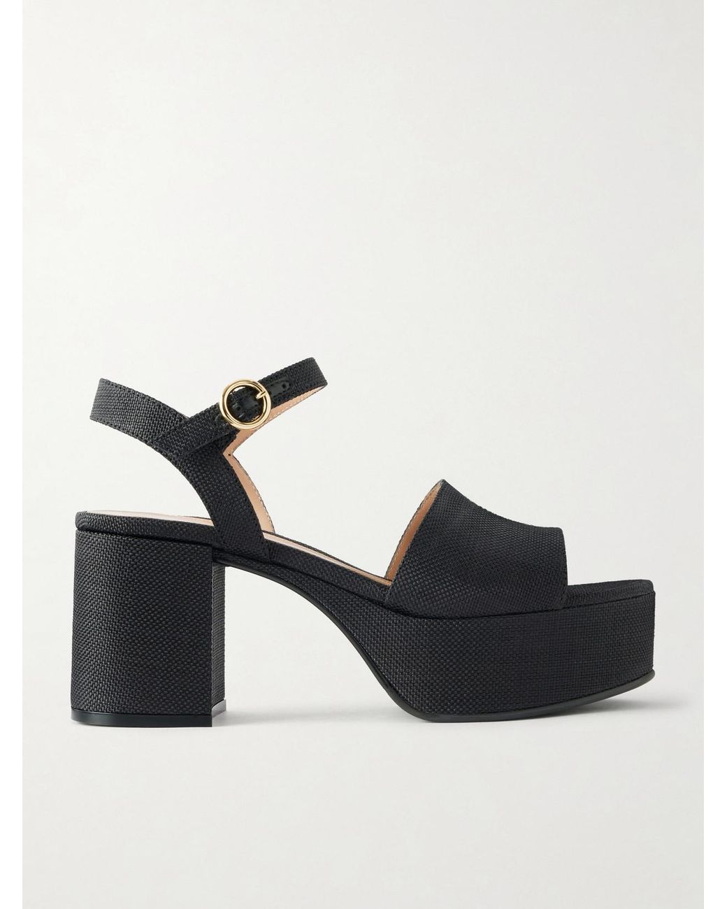 Gianvito Rossi Black Carol 35 Raffia Platform Sandals