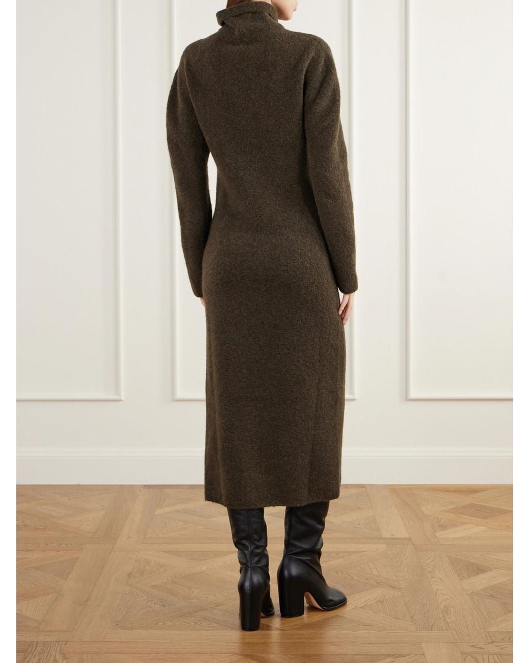 Lauren Manoogian Natural Alpaca-Blend Felt Turtleneck Midi Dress