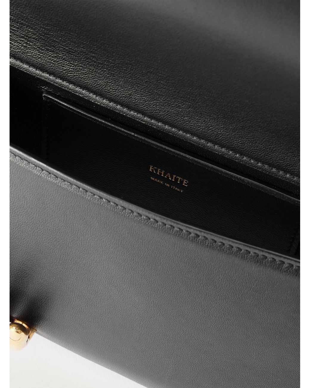 Khaite Black Embellished Textured-Leather Clutch
