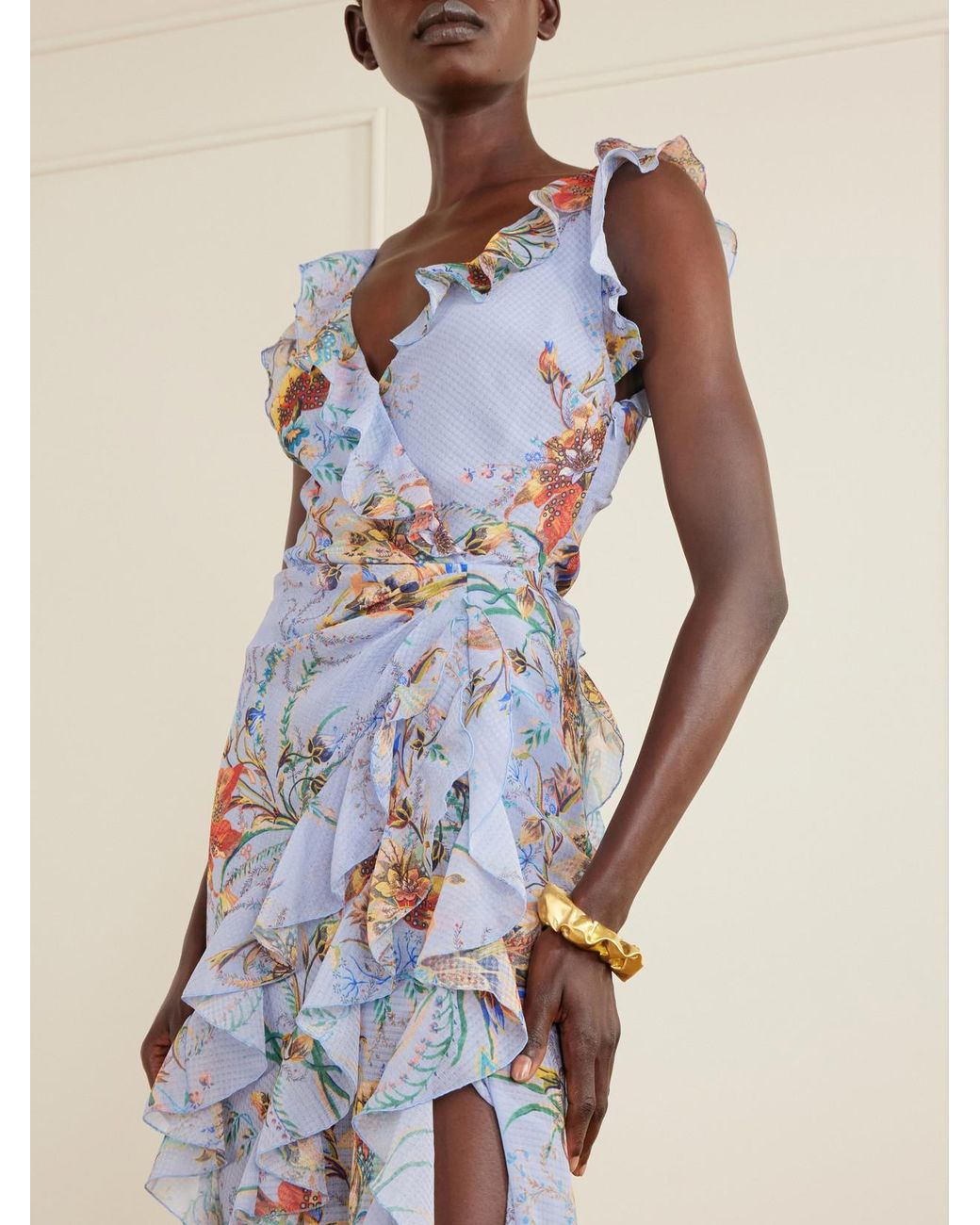 Etro White Ruffled Tiered Paisley And Floral-Print Satin Maxi Dress