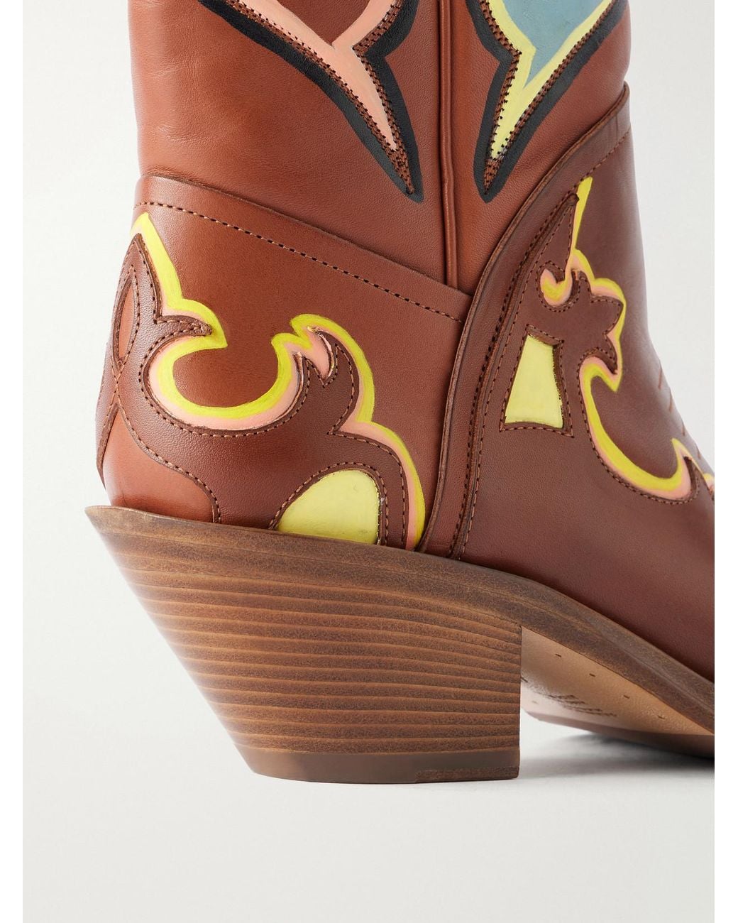 Gabriela Hearst White Capitana Painted Leather Knee Boots