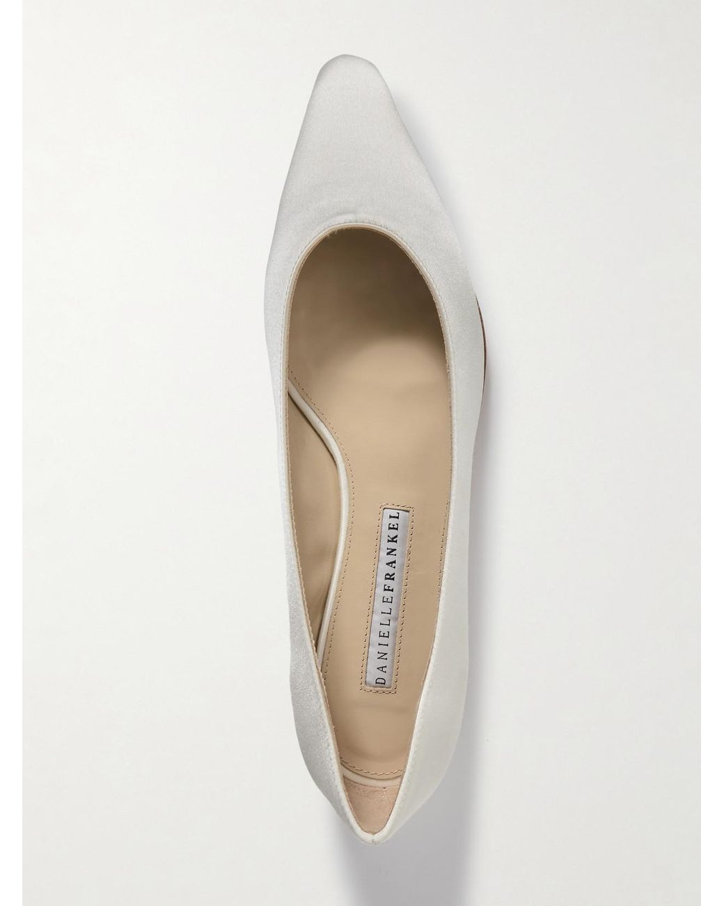 Danielle Frankel Natural Riley Satin Point-Toe Ballet Flats