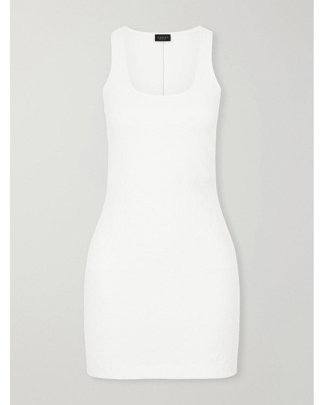 Gucci White Embossed Jersey Mini Dress
