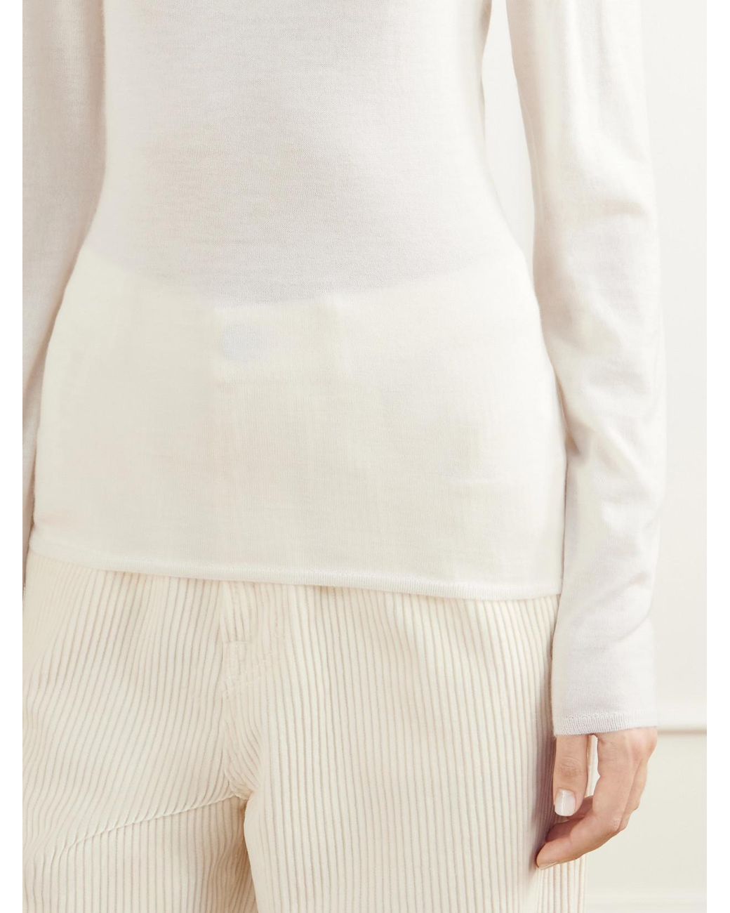 Almala White Farra Cashmere Turtleneck Sweater
