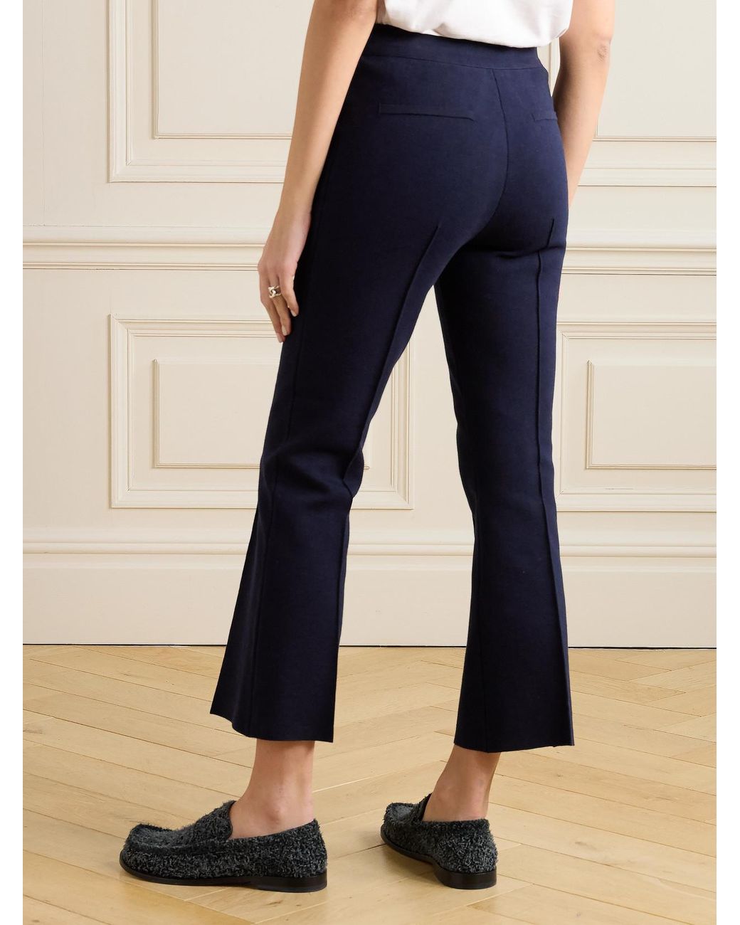 High Sport Blue Kick Cropped Stretch-Cotton Flared Pants