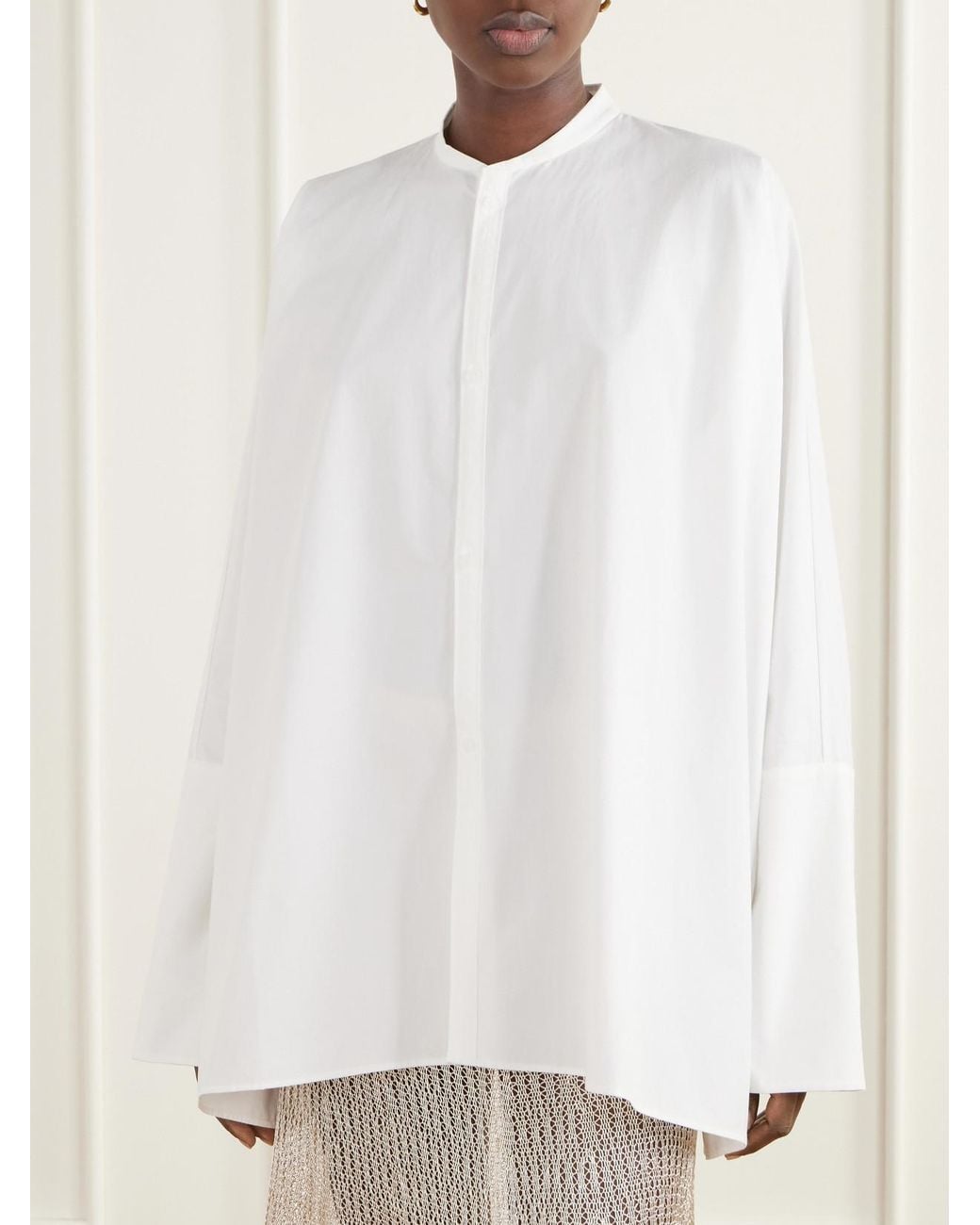 Ruohan White Kael Asymmetrical Cotton-Poplin Shirt