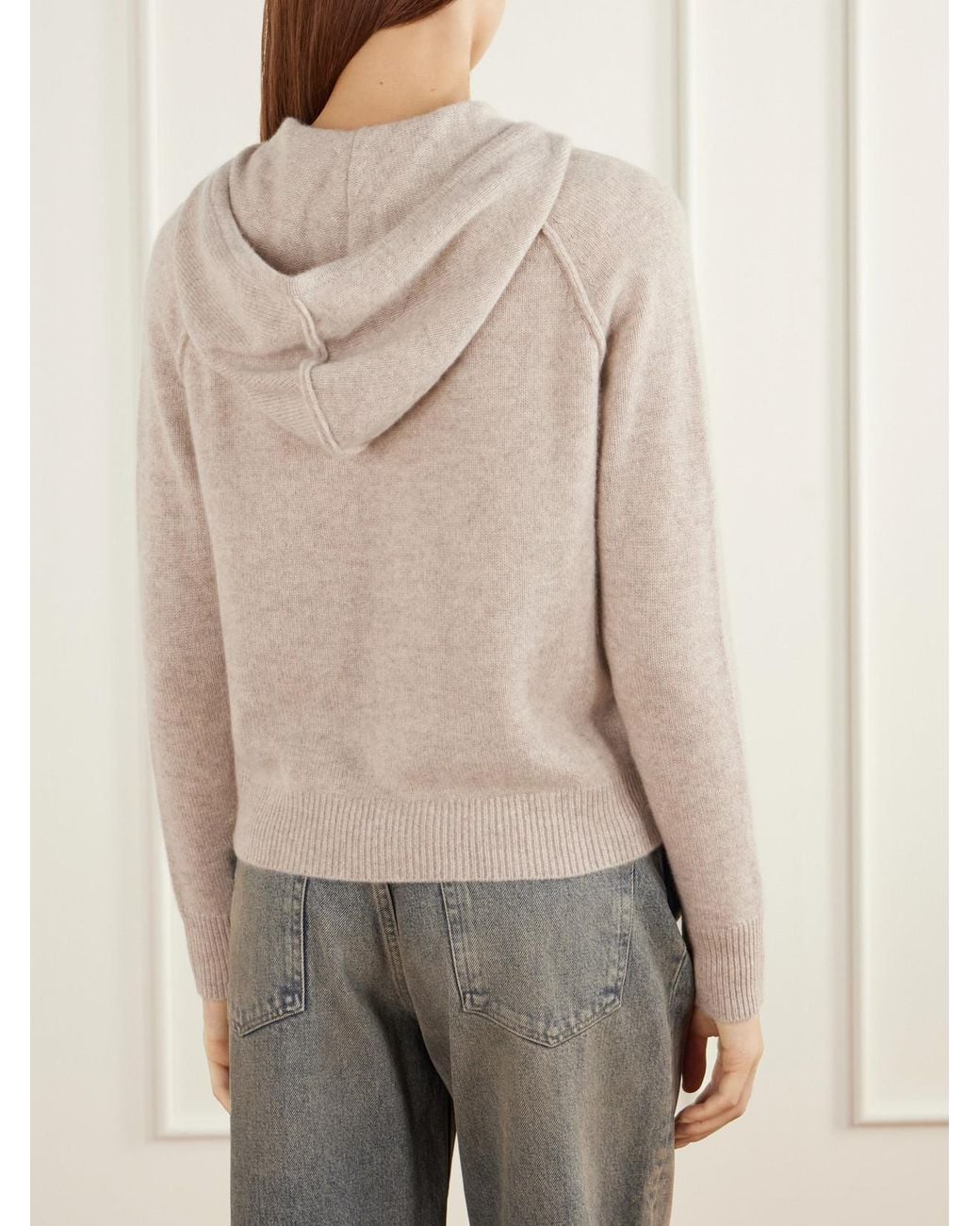 James Perse Natural Hooded Ribbed Cashmere Zip-Up Cardigan