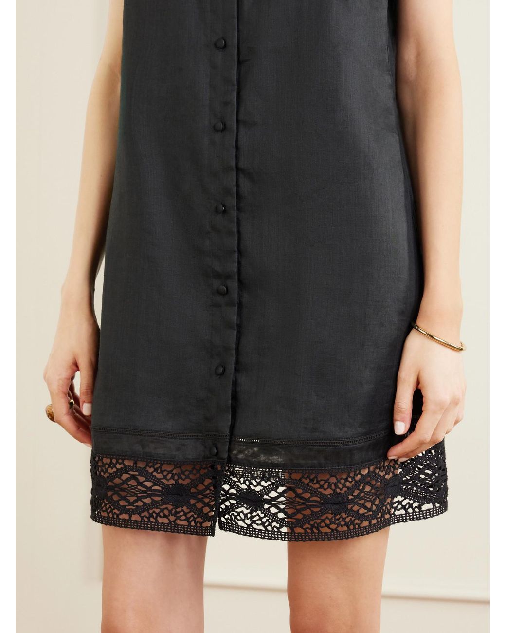 FRAME Black Heirloom Ramie Mini Dress