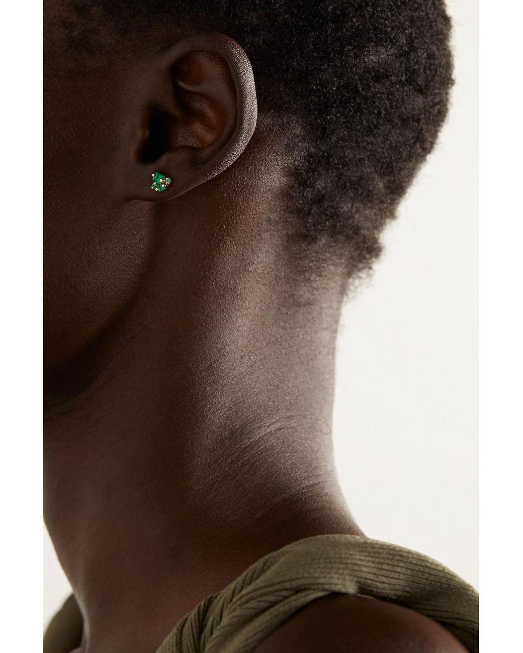 Suzanne Kalan Metallic 18-Karat Emerald Earrings