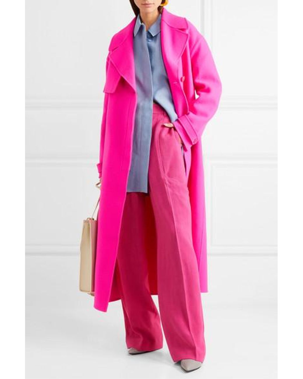 Jacquemus Sabe Oversized Neon Wool Trench Coat in Pink Lyst Canada