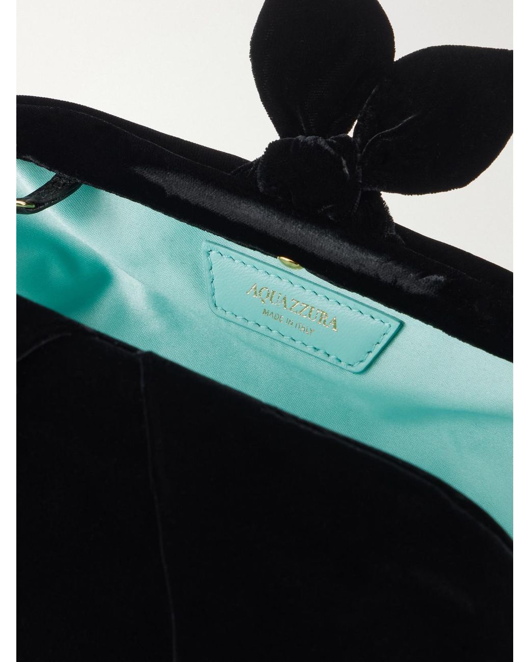 Aquazzura Black Bow Tie Velvet Clutch