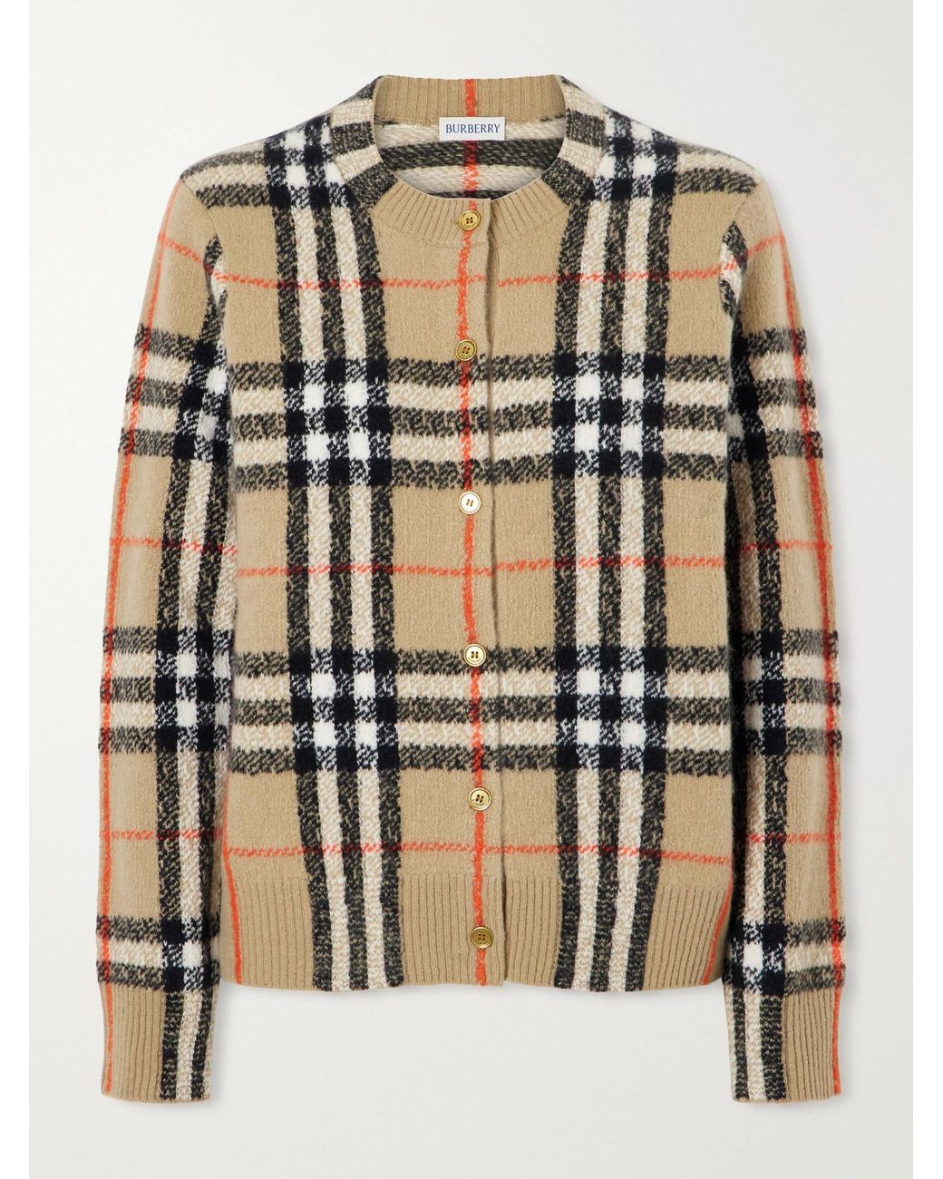 Burberry Natural Checked Cashmere Cardigan