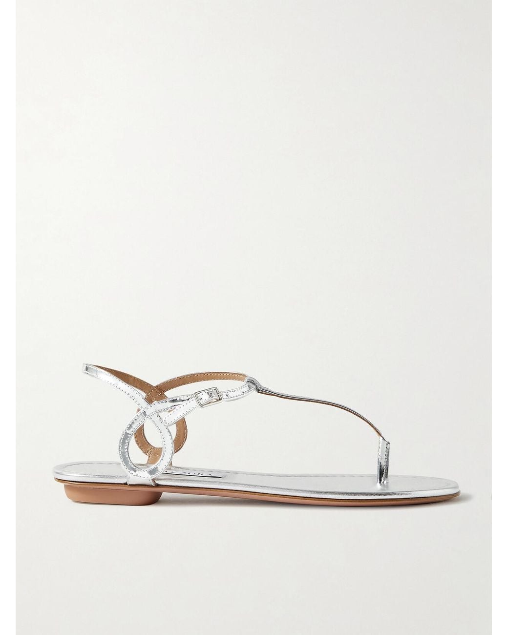 Aquazzura Natural Almost Bare Metallic Leather Sandals