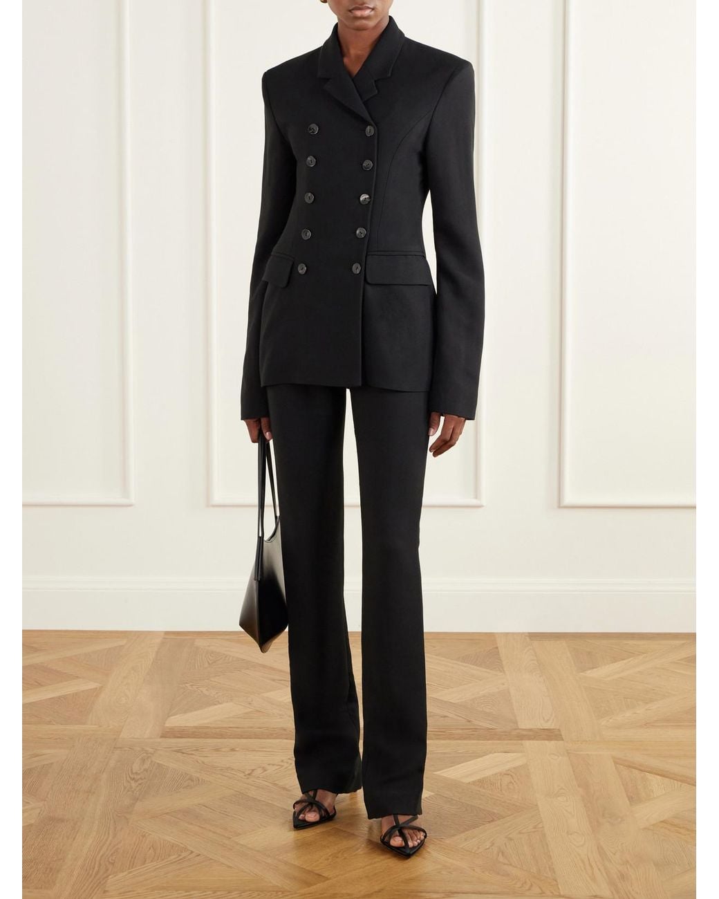 TOVE Black Hero Double-Breasted Crepe Blazer