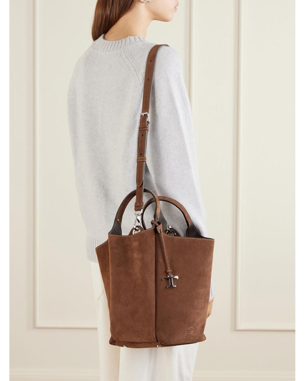 Tod's Brown Apa Secchiello Piccolo Suede Shoulder Bag