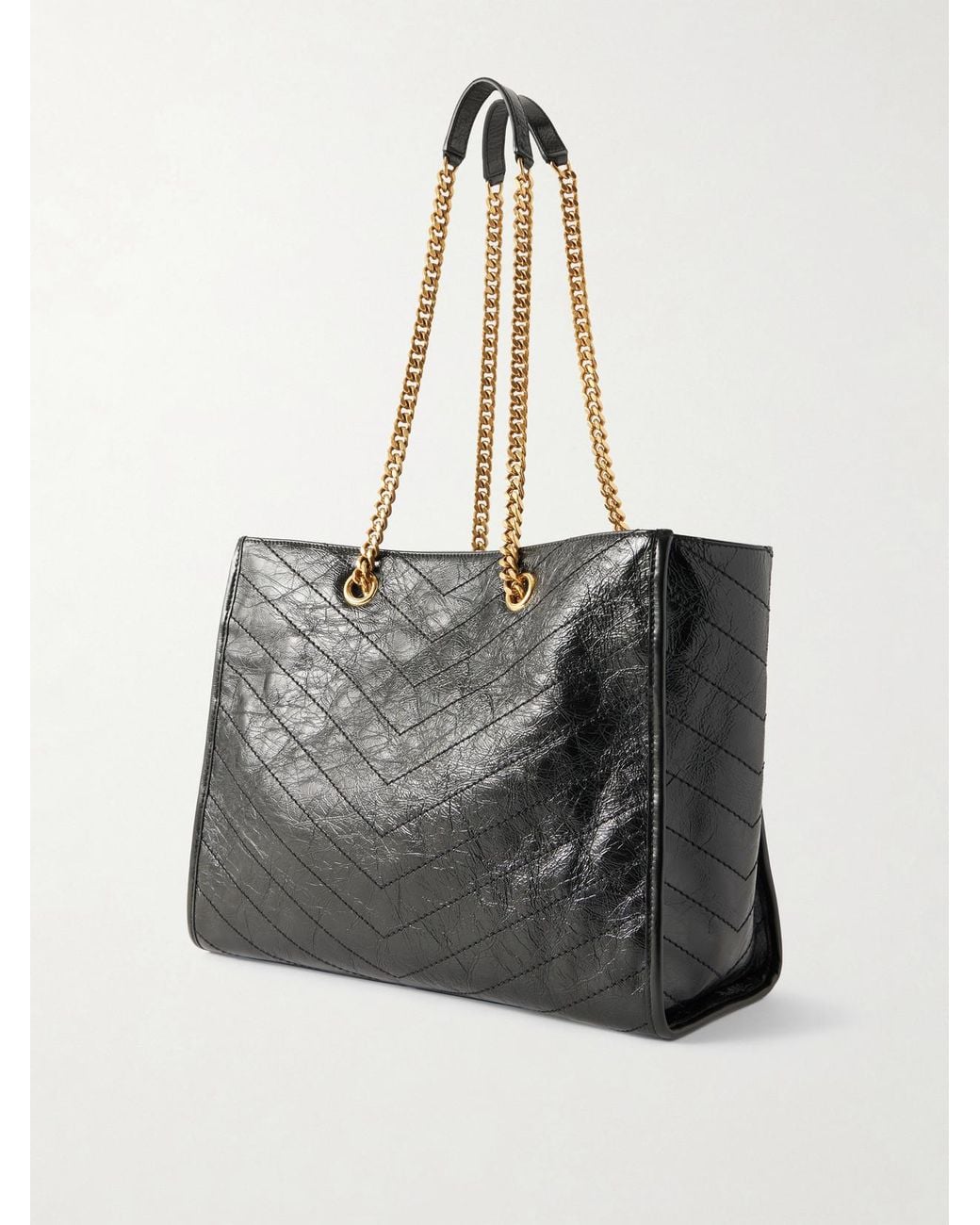 Saint Laurent Black Niki Small Crinkled-Leather Tote