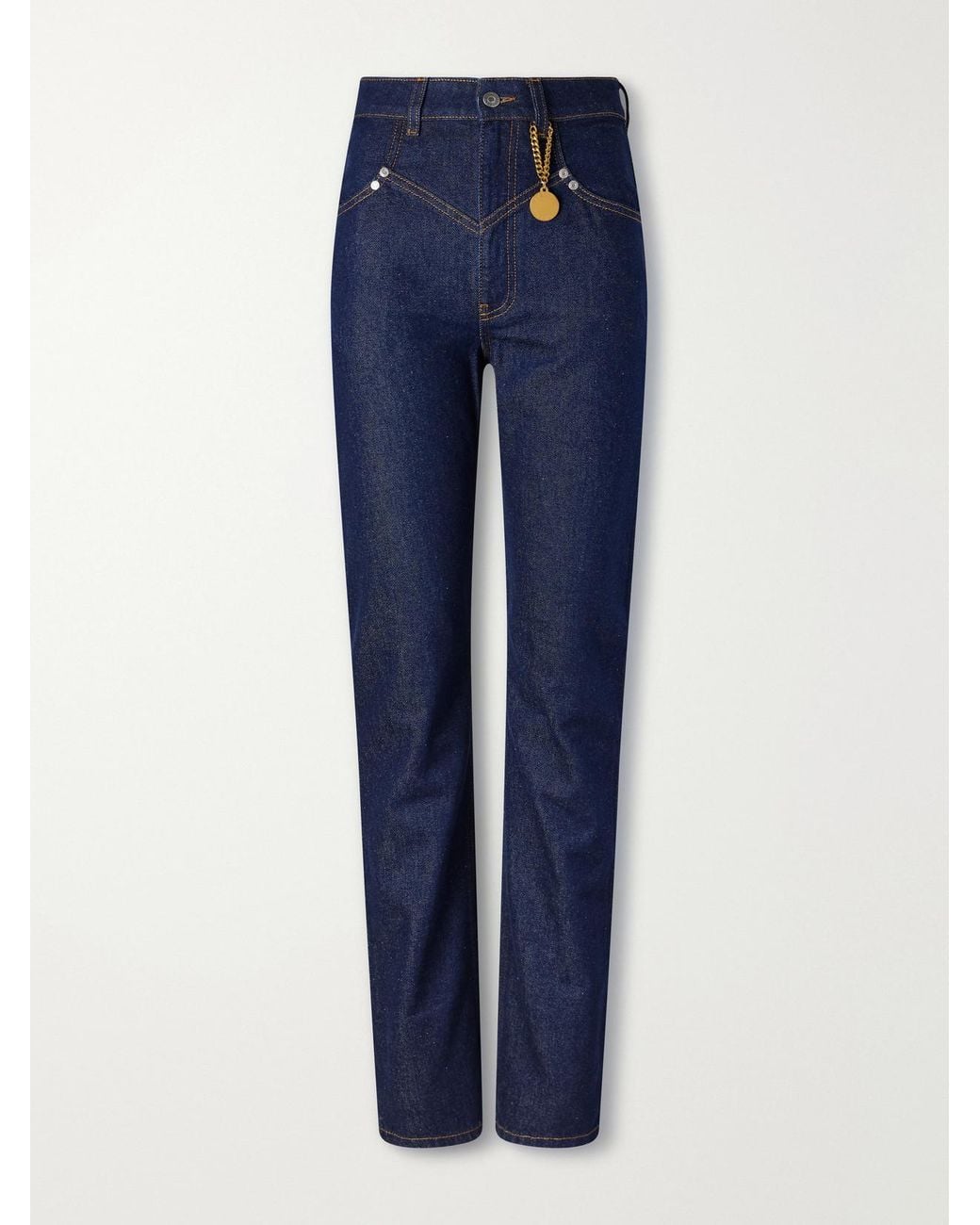 Stella McCartney Blue High-Waist Straight-Leg Jeans