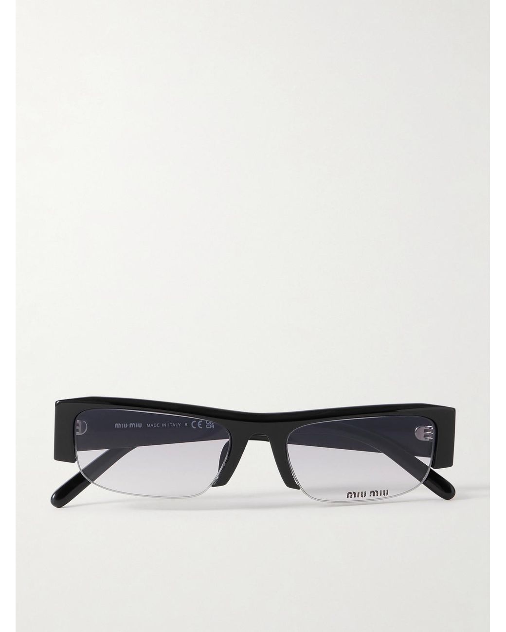 Miu Miu White Vedette Square-Frame Acetate Sunglasses Glasses