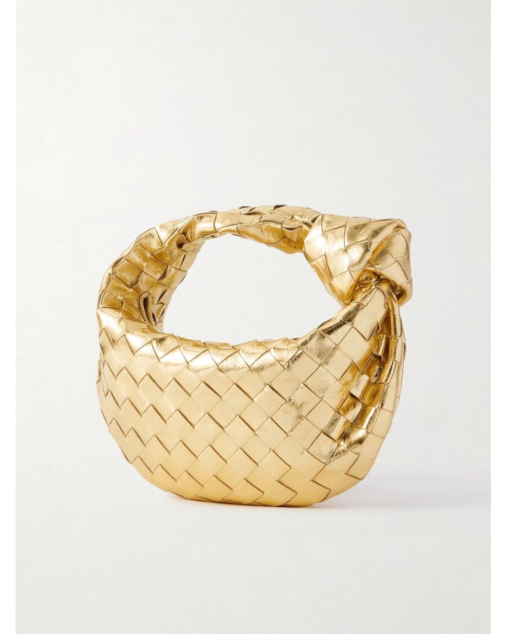 Bottega Veneta Jodie Mini Intrecciato Metallic Leather Tote