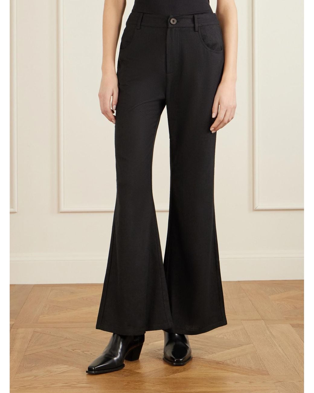 Alix Of Bohemia Black Bunny Silk Flared Pants