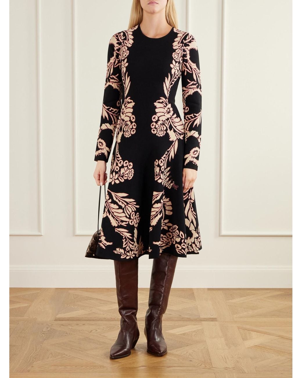 Ulla Johnson Black Nerissa Floral-Jacquard Midi Dress