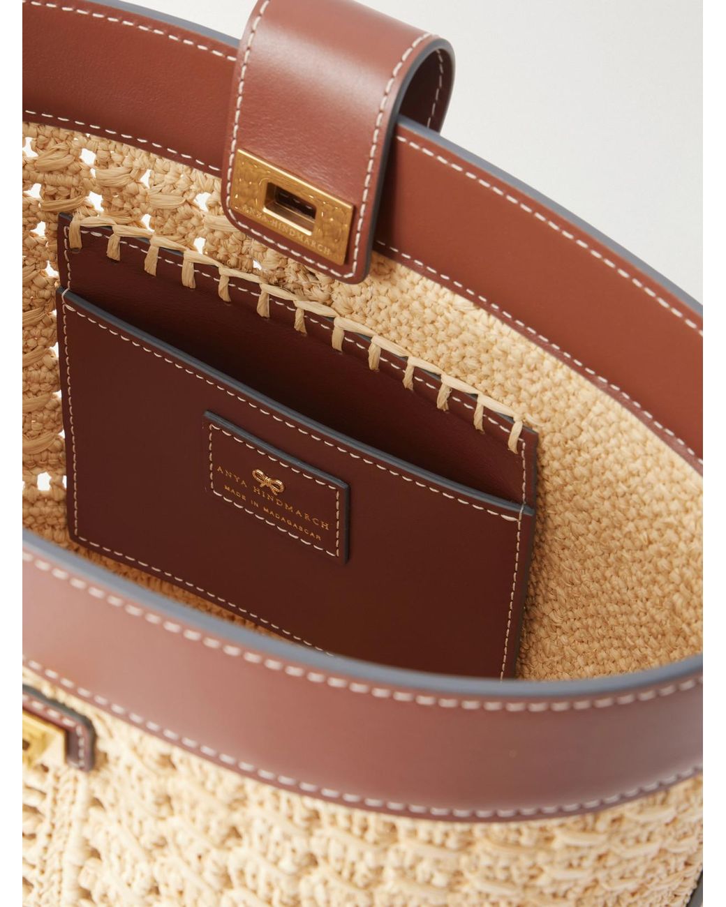 Anya Hindmarch Natural Leather-Trimmed Raffia Crossbody Bag