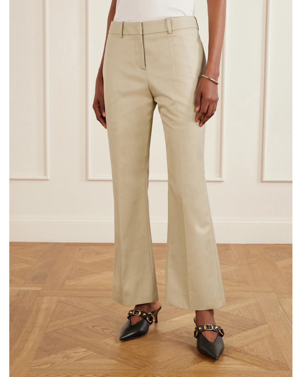 Balenciaga Natural Cotton-Gabardine Straight-Leg Pants