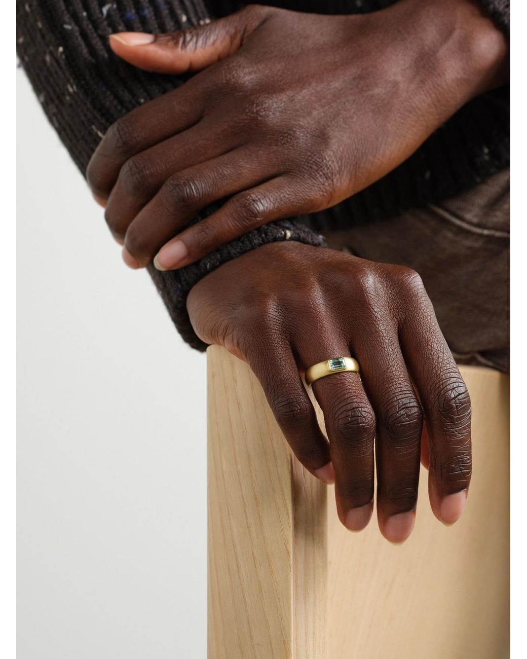 Irene Neuwirth Natural Gem Drop 18-Karat Emerald Ring