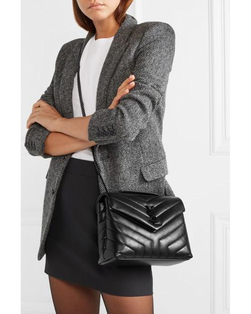 Saint Laurent Loulou Small Quilted Leather Shoulder Bag in Black | Lyst