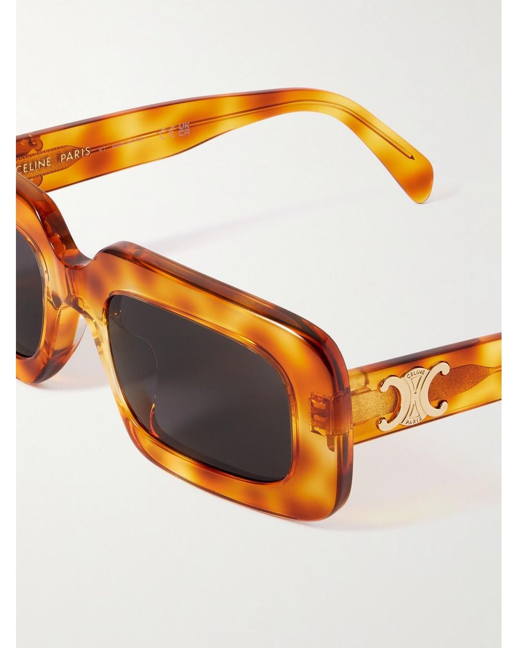 Céline Orange Triomphe Oversized Square-Frame Acetate Sunglasses