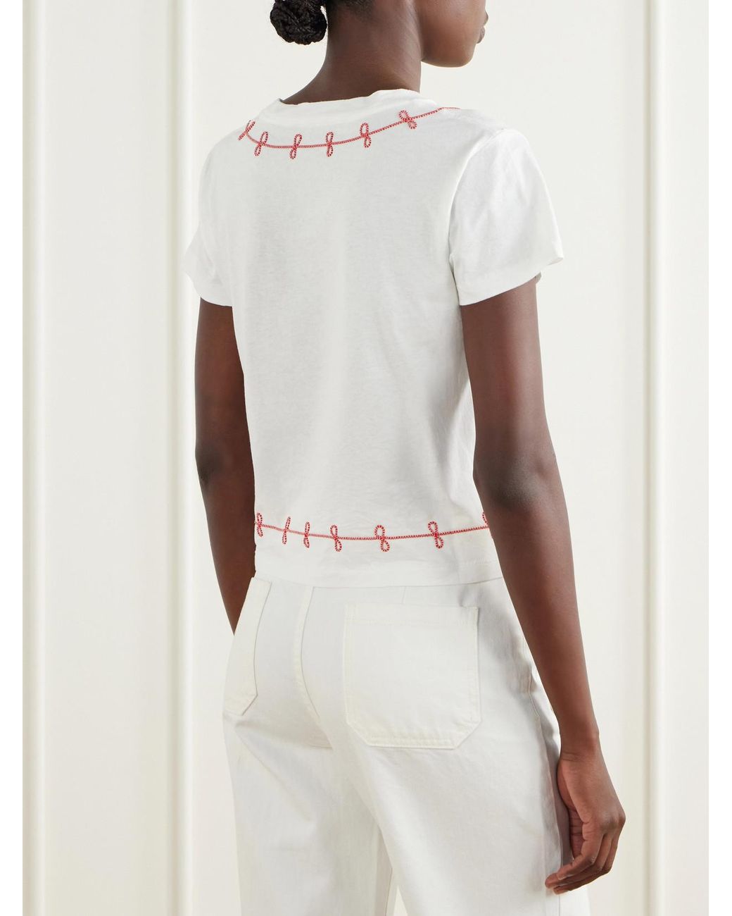 Bode Gray Lasso Embroidered Cotton-Jersey T-Shirt