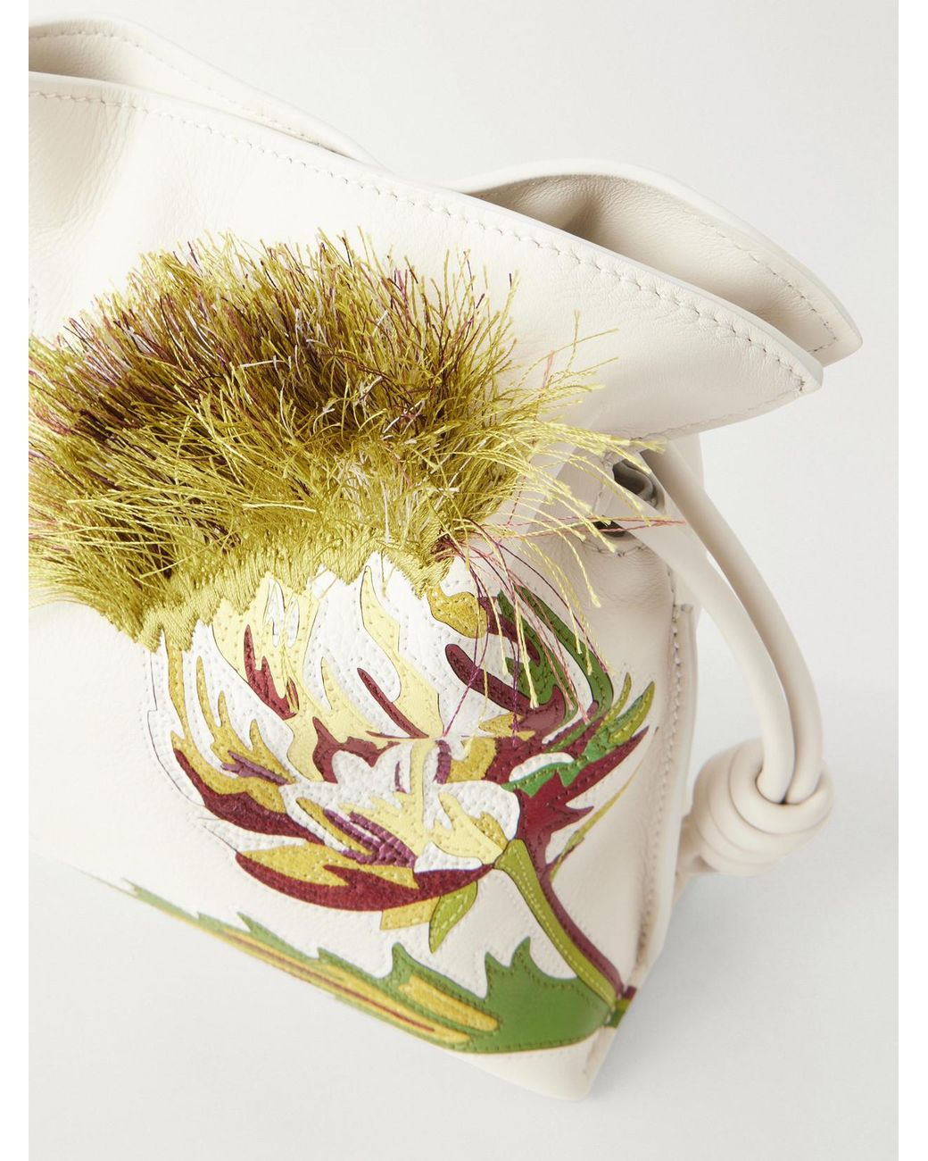 Loewe Metallic Paula Ibiza Flamenco Intarsio Mini Embroidered Leather Clutch