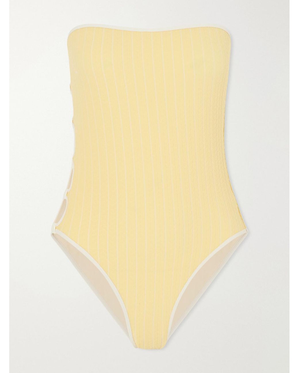 Eres Yellow Golden Cut-Out Jacquard Swimsuit