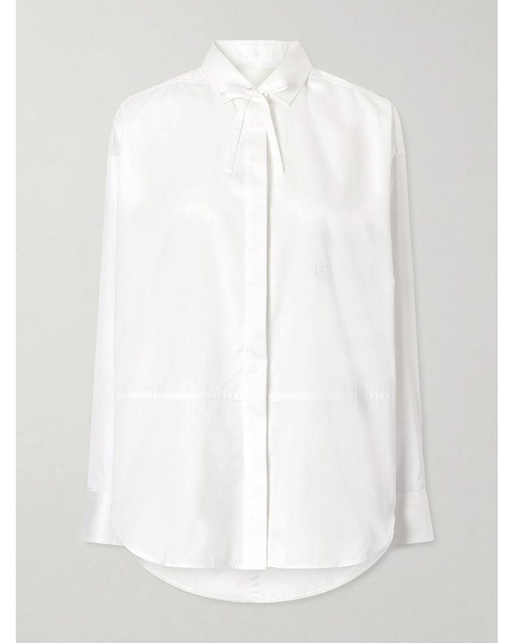 RÙADH White Dune Tie-Detailed Cotton-Sateen Shirt
