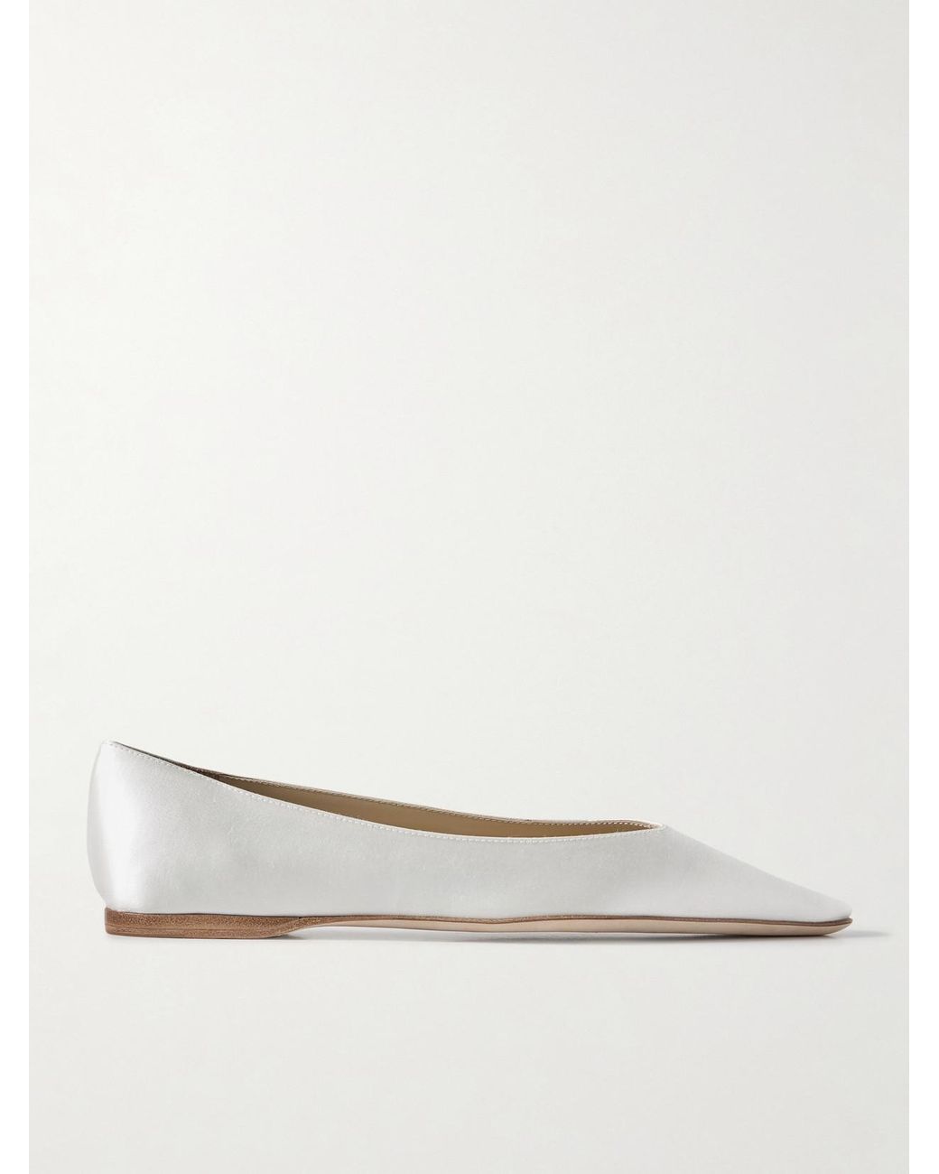 Danielle Frankel Natural Riley Satin Point-Toe Ballet Flats
