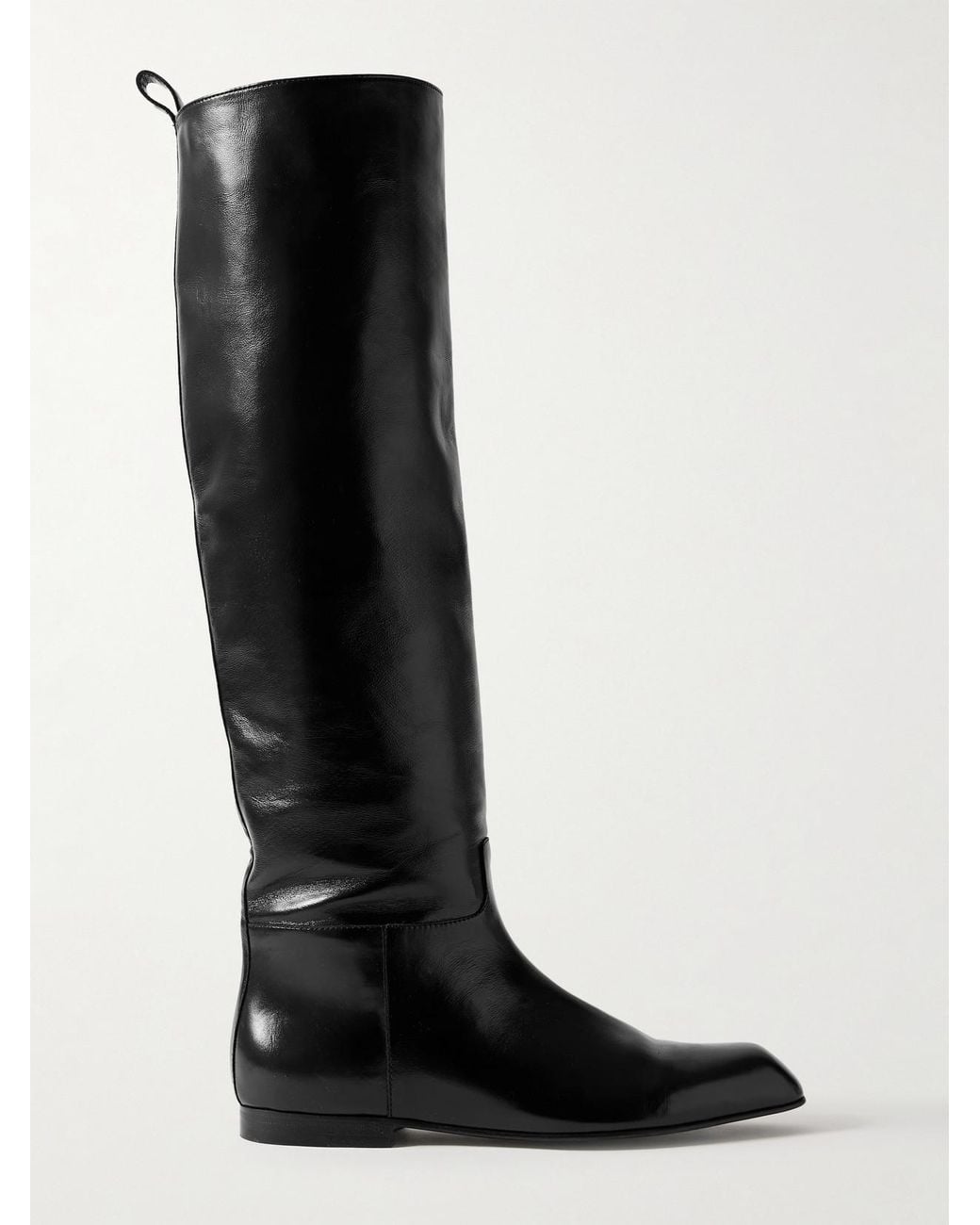 Khaite Black Colt Glossed-Leather Knee Boots