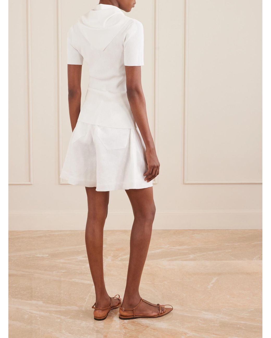 Max Mara White Palmeti Tie-Detailed Ribbed Jersey T-Shirt