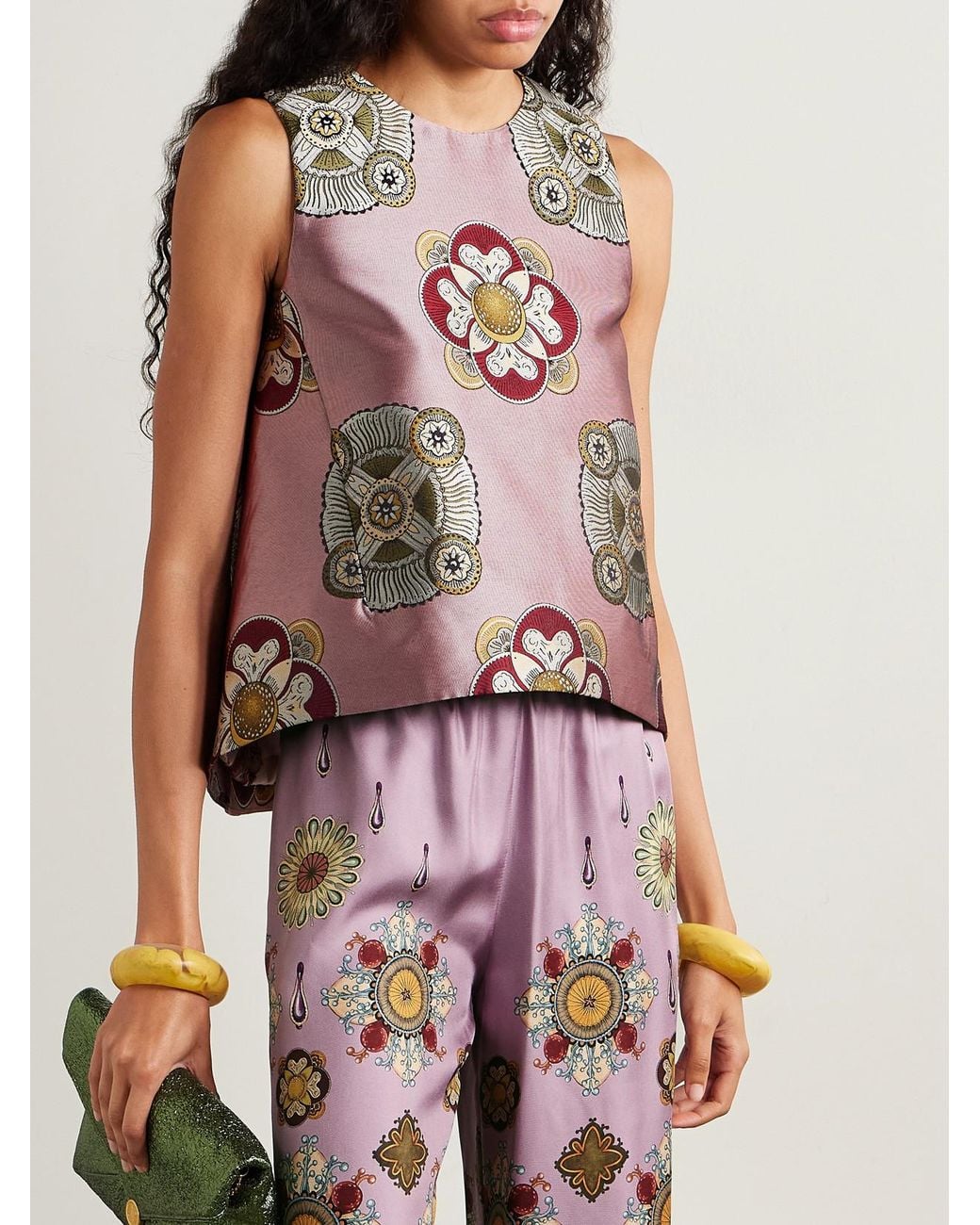 LaDoubleJ Purple Icon La Scala Satin-Jacquard Top