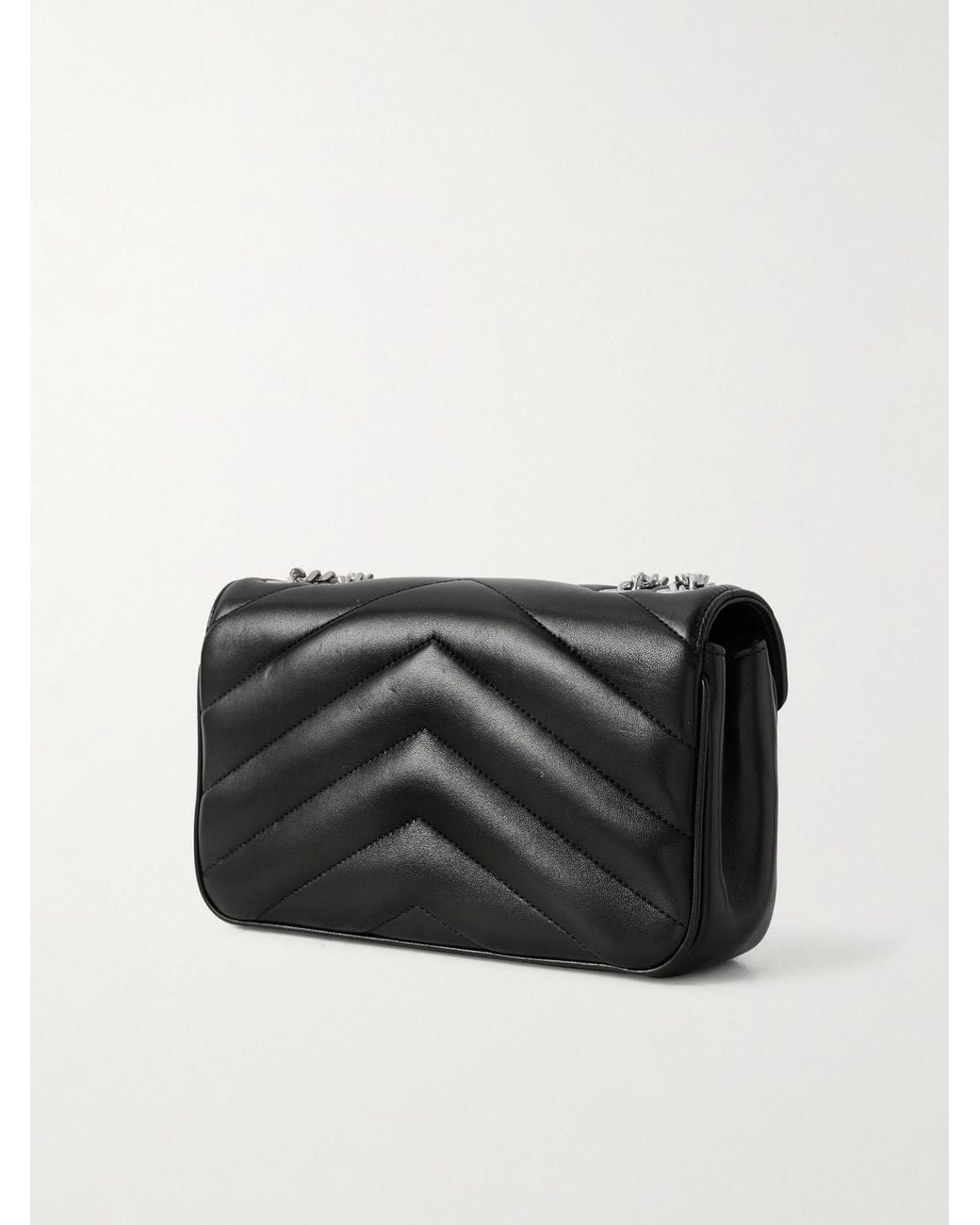 Saint Laurent Black Loulou Small Matelassé Leather Shoulder Bag