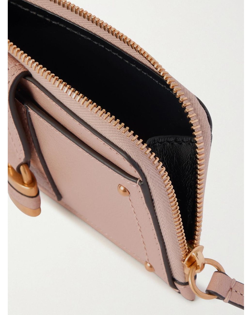 Chloé Pink Paddington Embellished Textured-Leather Cardholder