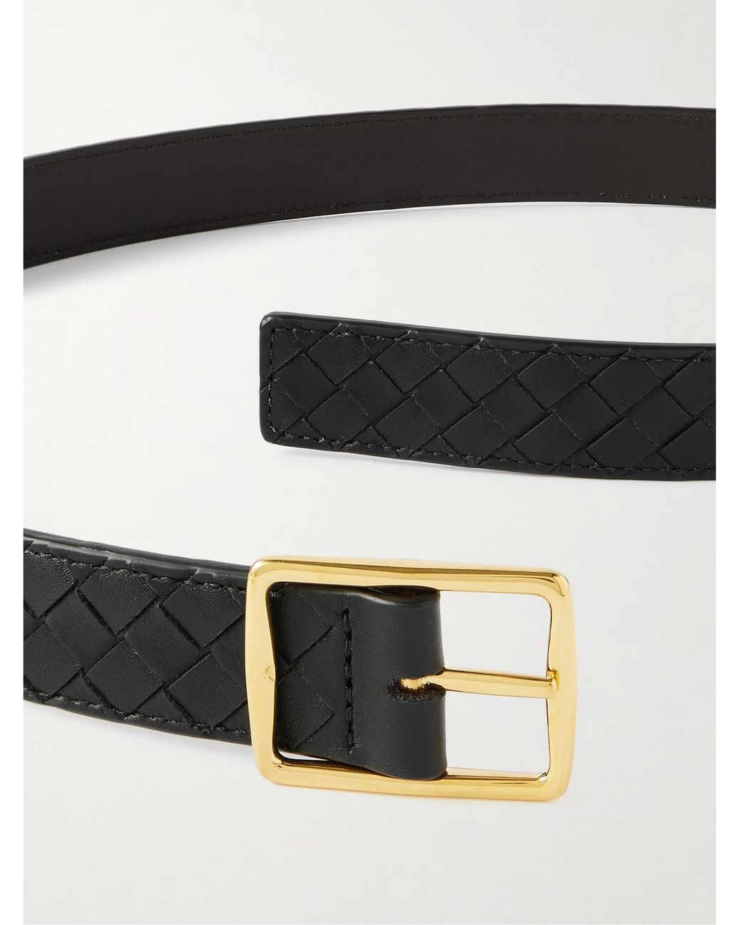 Bottega Veneta Black Intrecciato Leather Belt