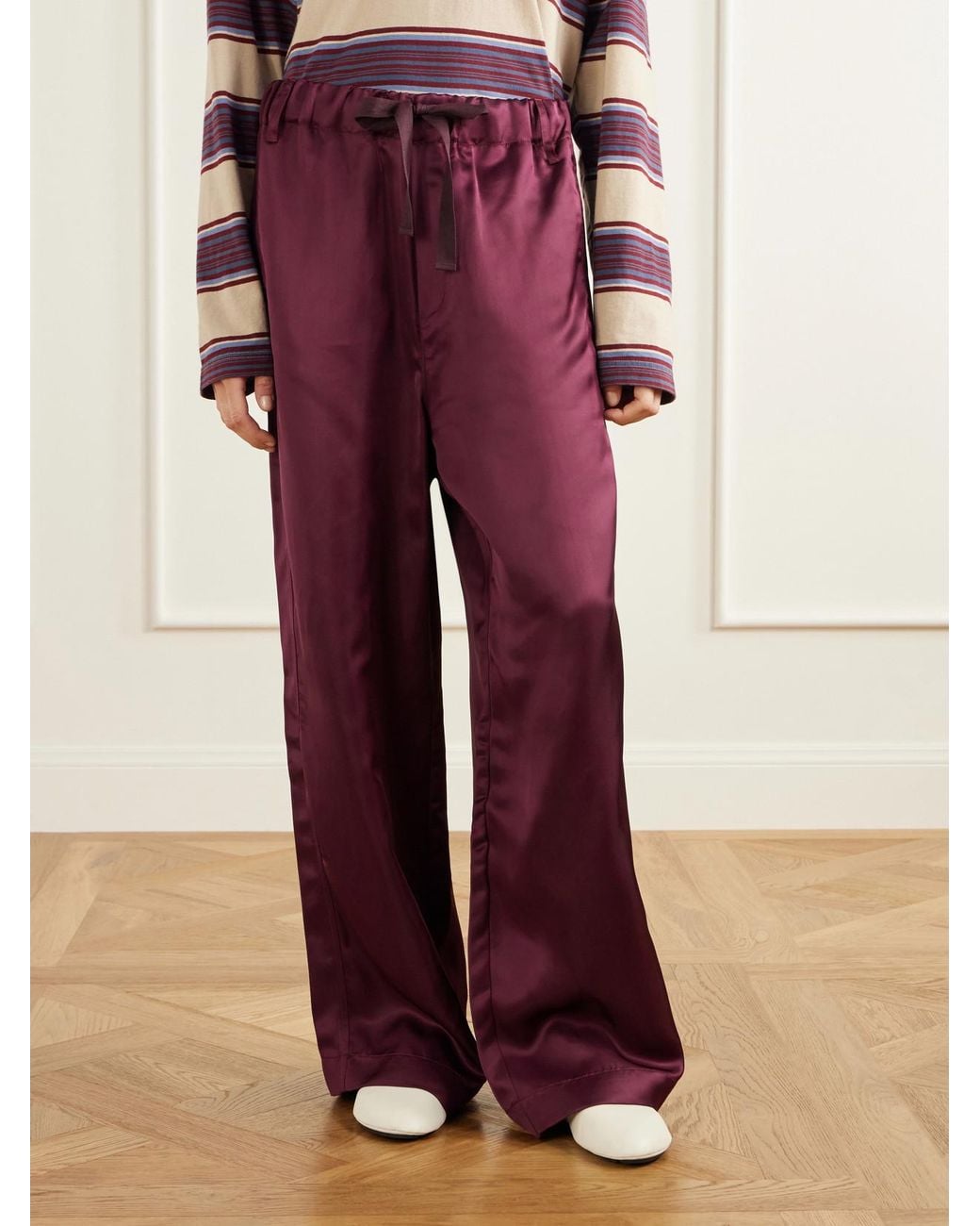 Sanderlak Purple Satin Wide-Leg Pants