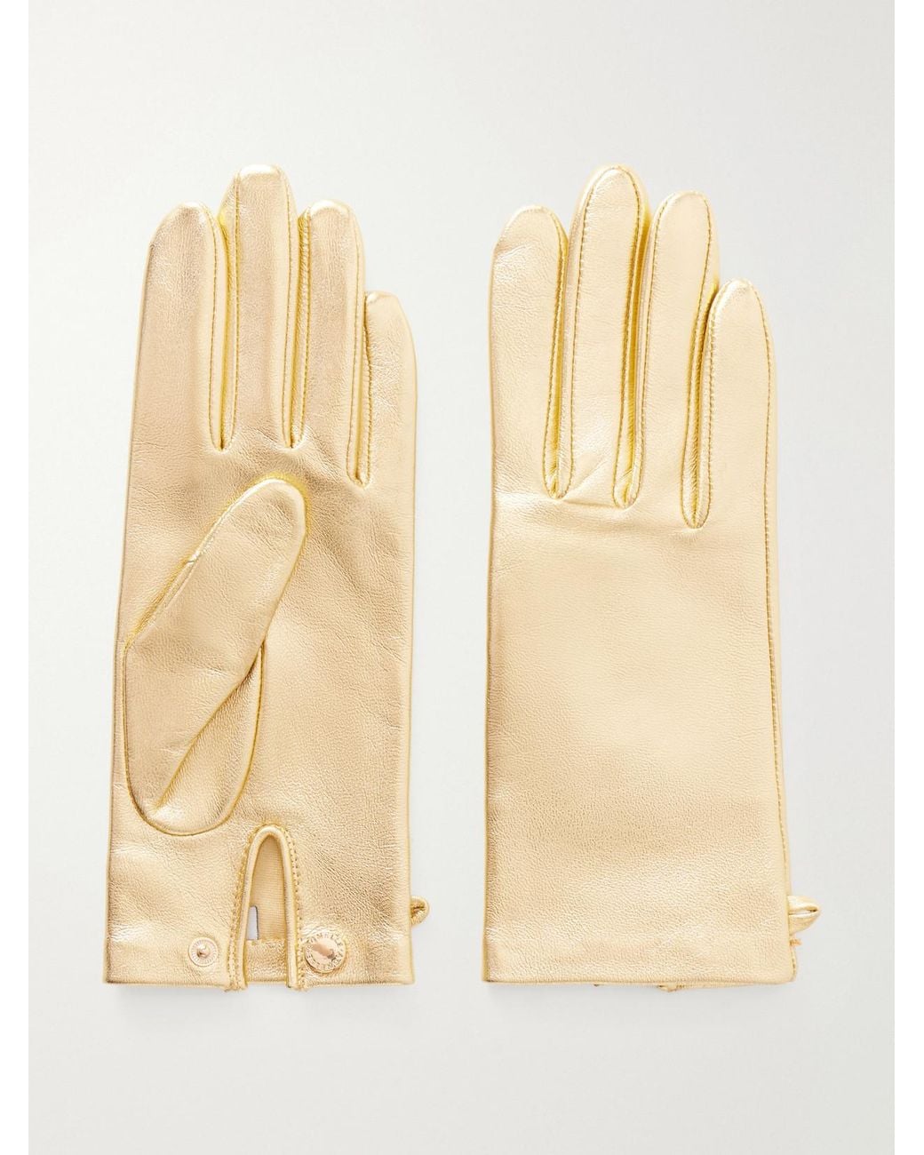 Agnelle Natural Olga Metallic Leather Gloves